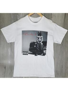 Lil Wayne Y2K Blue Rap Tee “The Carter II” Album White Shirt Size Medium #12
